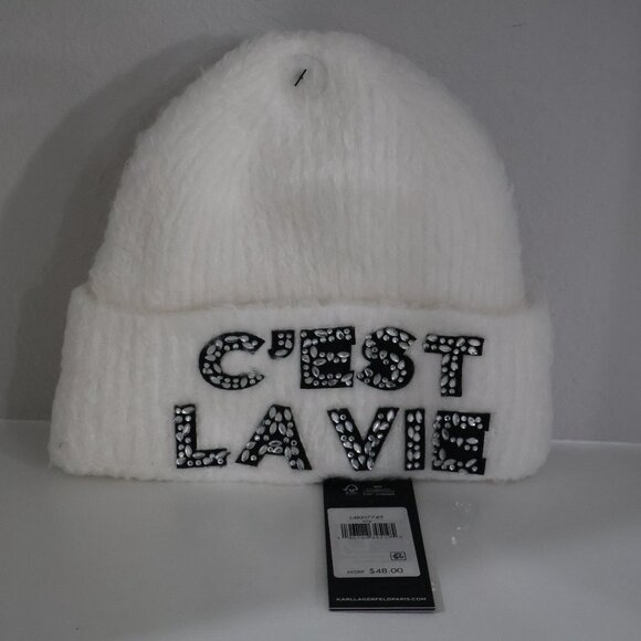 NEW Karl Lagerfeld Paris Cest La Vie Beanie Hat - Picture 5 of 6